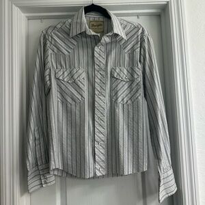 Wrangler black/silver Striped Pearl snap